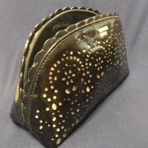 Victoria's Secret Laser Cut Petal Edge Black Beauty Make Up Bag 8x3x4"